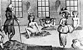 Engraving of women taking mud baths