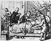 Historical artwork of a Caesarean section