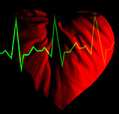 Computer artwork of healthy ECG trace and a heart
