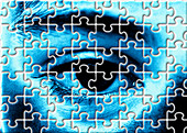 Computer artwork of a the eye as a jigsaw puzzle
