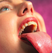 View of the healthy tongue of a woman