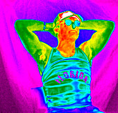 Thermogram of a man sunbathing