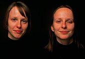 Portrait of identical twins in adolescence