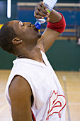 Basketball player drinking
