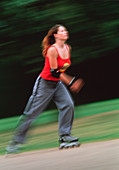 Woman rollerblading