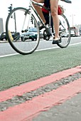 Cyclist in a cycle lane