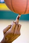 Basketball spinning on a finger