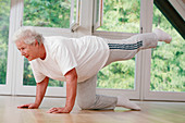 Elderly woman stretching