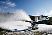 Snow cannon in use