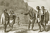 Historical artwork of Hottentot tribespeople