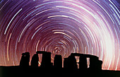 Composite image of star trails over Stonehenge