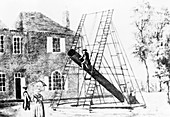 Illustration of Herschel's 20-foot telescope