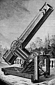 Engraving of a telescope used by Jean Foucault