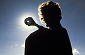 Amateur astronomer observing a solar eclipse
