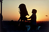 Astronomer at a solar eclipse observation site