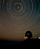 Star trails over dome of Nordic Optical Telescope