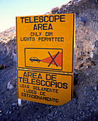 Light pollution warning sign at Las Campanas,Chile