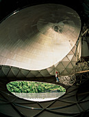 Inside radome of upgraded Arecibo radio telescope