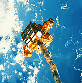 SPARTAN-201 astronomical satellite being deployed