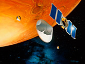 Artwork of Mars Polar Lander arriving at Mars