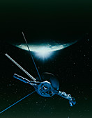 Artwork showing Voyager 2 leaving Triton