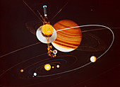 Artists impression of Voyager encountering Saturn