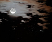 Moon,Jupiter and Praesepe cluster (M44)