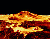 False-colour 3D view of Maat Mons,Venus