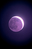 Crescent moon,showing earthshine