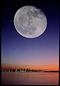 Full moon over Vancouver,Jupiter also vi
