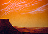 Artwork of a mesa formation on Mars