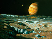 Artist's impression of Jupiter over Europa