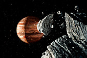 Comet Shoemaker-Levy 9 approaching Jupiter