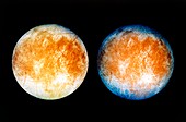 Two views of Europa from the Galileo spacecraft
