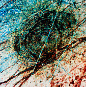 Galileo image of an impact crater on Europa