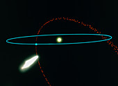 Artwork of comet leaving meteor shower debris