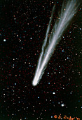 Artwork of comet Hale-Bopp against a starfield