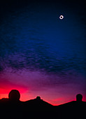 Solar eclipse over Mauna Kea observatory