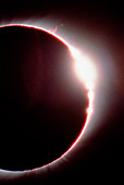 Total solar eclipse,showing a solar flare