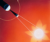 Artwork showing the mechanics of a solar eclipse