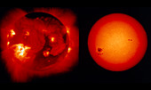 Comparison of visible & X-ray images of Sun