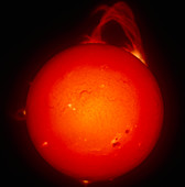 Artwork of the sun with a solar flare