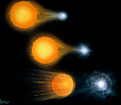 Artwork of three stages of nova formation