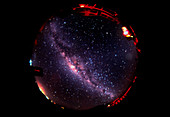 Fish-eye lens view of the night sky