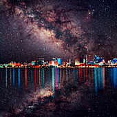 Milky Way over a city
