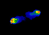 Radio map of active galaxy Cygnus A (3C 405)