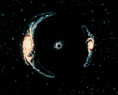 Artwork of gravitational lensing of a galaxy