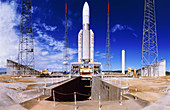 Ariane 5 engineering test vehicle on launch pad