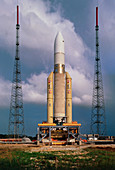 Ariane 5 engineering test vehicle on launch pad