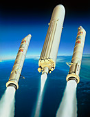 Artist's impression of the launch of an Ariane 5